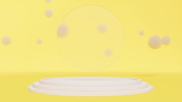 Cloud Yellow mockup white stages glass 3d render