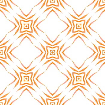 Textile ready alive print, swimwear fabric, wallpaper, wrapping. Orange flawless boho chic summer design. Organic tile. Trendy organic green border.