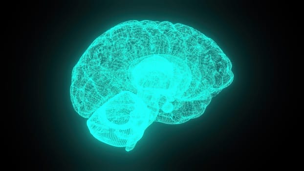 Digital brain with lines. Computer generated 3d render