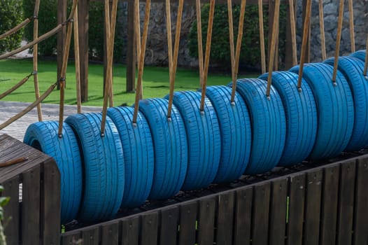 children's playground made from car tires, tire recycling 3