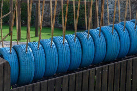 children's playground made from car tires, tire recycling 2