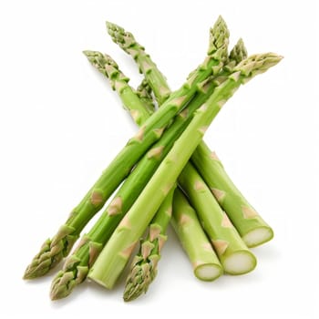 Fresh green asparagus isolated on white background.