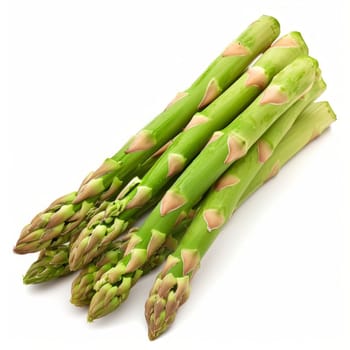 A bunch of asparagus over a white background.