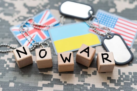 British and Ukrainian flags. Help of Great Britain to Ukraine in the military conflict. Western support for the Kyiv. no war. High quality photo