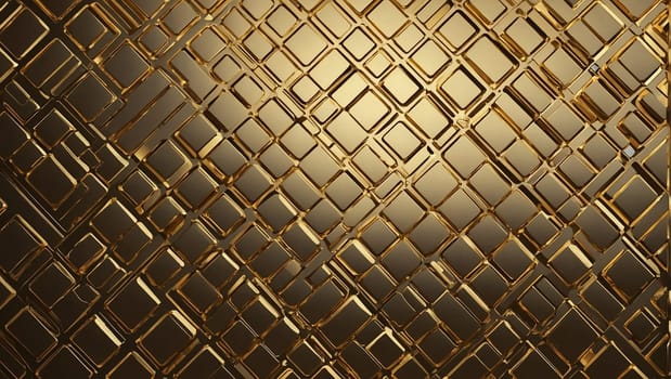 Gold metal convex surface, metallic texture with visible regular protrusions and shiny light reflections in the background