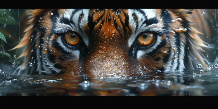 Painting of a tiger with oil technique. Wall art