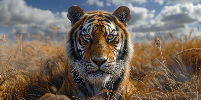 Painting of a tiger with oil technique. Wall art