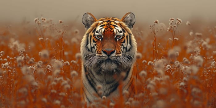 Painting of a tiger with oil technique. Wall art