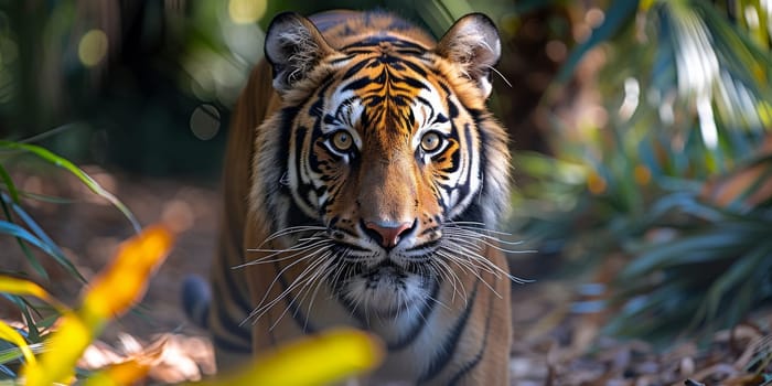 Painting of a tiger with oil technique. Wall art