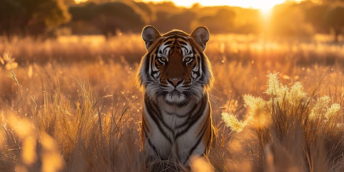 Painting of a tiger with oil technique. Wall art