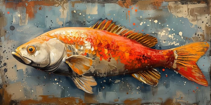 Color paint watercolor art Fish aquarium Animals wildlife illustration.