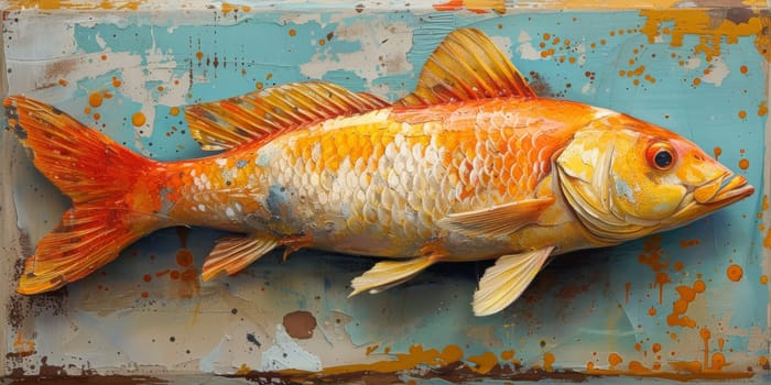 Color paint watercolor art Fish aquarium Animals wildlife illustration.