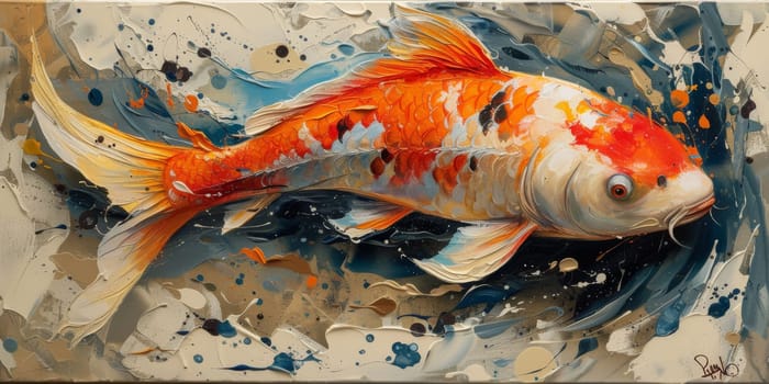 Color paint watercolor art Fish aquarium Animals wildlife illustration.