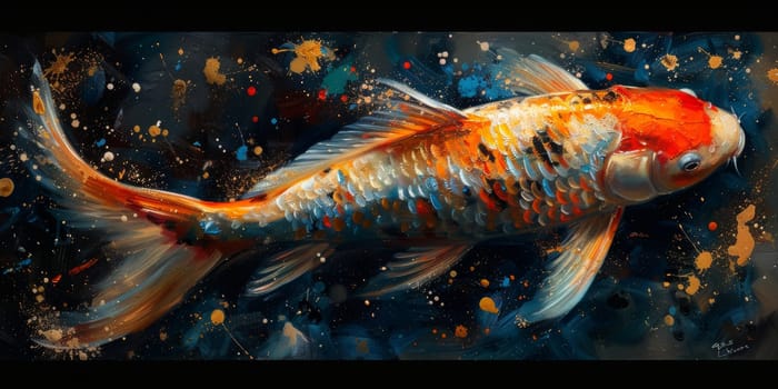 Color paint watercolor art Fish aquarium Animals wildlife illustration.