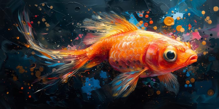 Color paint watercolor art Fish aquarium Animals wildlife illustration.