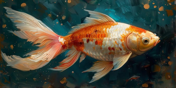 Color paint watercolor art Fish aquarium Animals wildlife illustration.