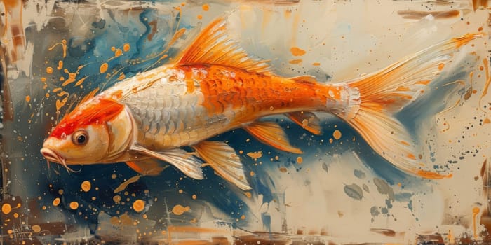 Color paint watercolor art Fish aquarium Animals wildlife illustration.