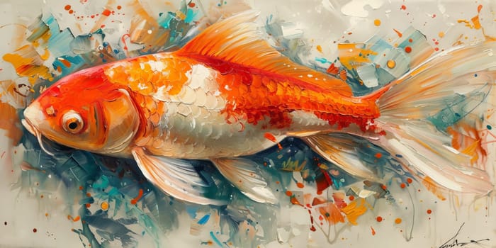 Color paint watercolor art Fish aquarium Animals wildlife illustration.