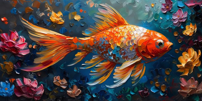 Color paint watercolor art Fish aquarium Animals wildlife illustration.