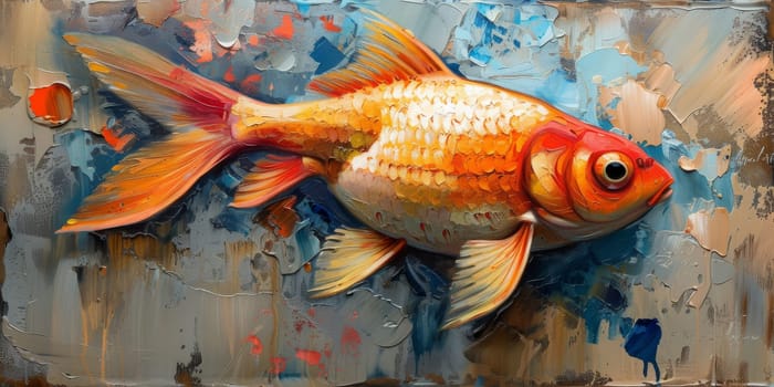 Color paint watercolor art Fish aquarium Animals wildlife illustration.