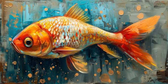 Color paint watercolor art Fish aquarium Animals wildlife illustration.