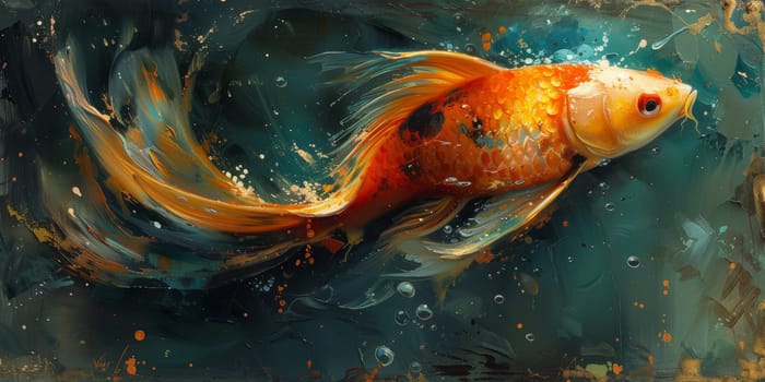 Color paint watercolor art Fish aquarium Animals wildlife illustration.