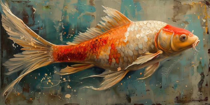 Color paint watercolor art Fish aquarium Animals wildlife illustration.