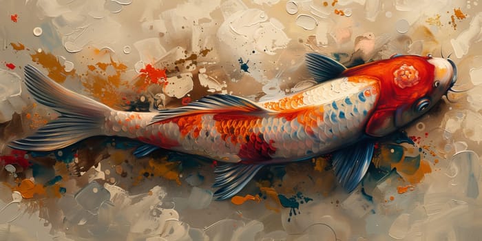 Color paint watercolor art Fish aquarium Animals wildlife illustration.