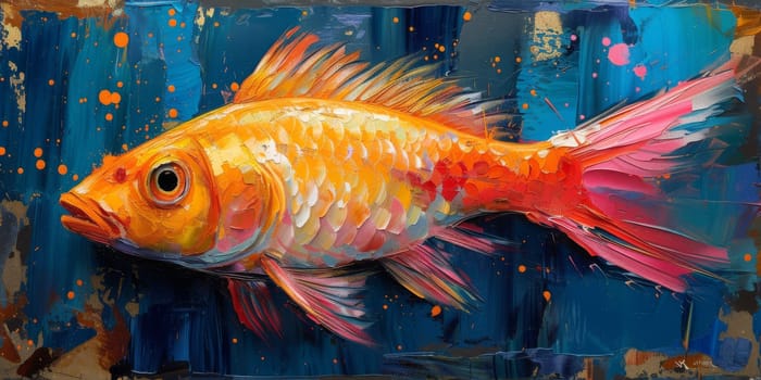 Color paint watercolor art Fish aquarium Animals wildlife illustration.