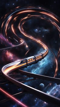 Traveling on an intergalactic train. AI generated