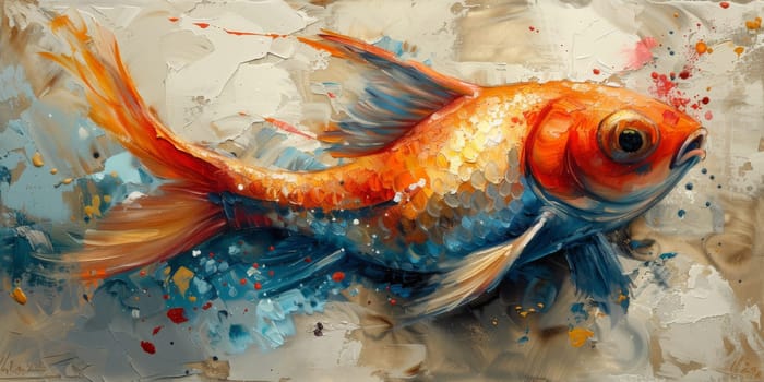 Color paint watercolor art Fish aquarium Animals wildlife illustration.