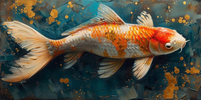 Color paint watercolor art Fish aquarium Animals wildlife illustration.