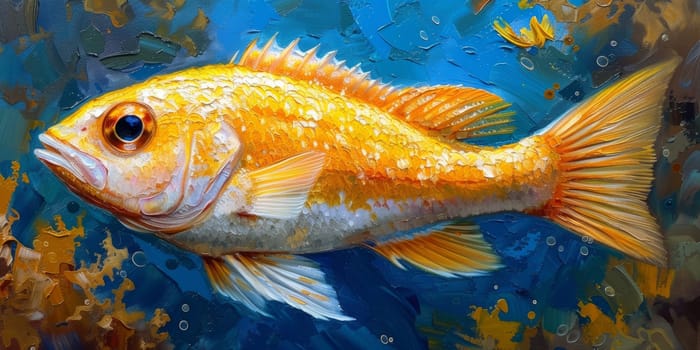 Color paint watercolor art Fish aquarium Animals wildlife illustration.