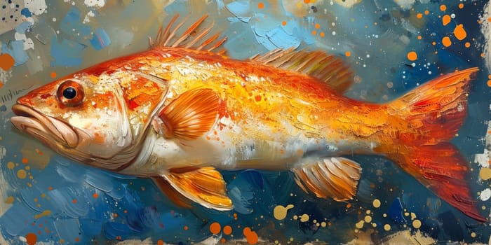 Color paint watercolor art Fish aquarium Animals wildlife illustration.