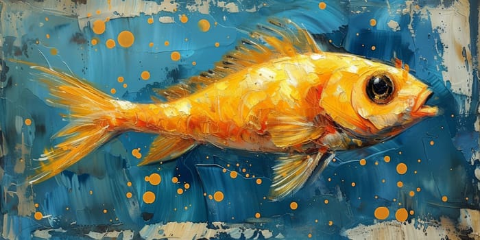 Color paint watercolor art Fish aquarium Animals wildlife illustration.