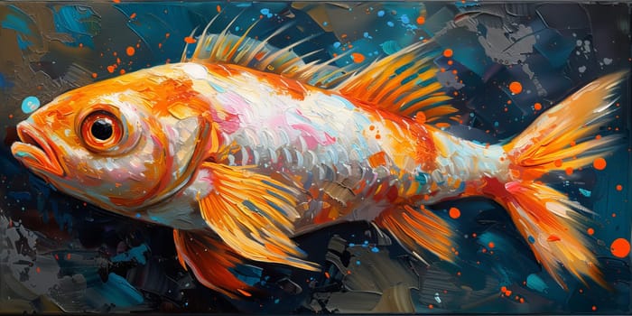 Color paint watercolor art Fish aquarium Animals wildlife illustration.