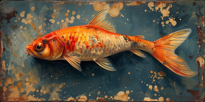 Color paint watercolor art Fish aquarium Animals wildlife illustration.