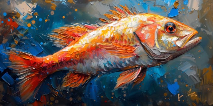 Color paint watercolor art Fish aquarium Animals wildlife illustration.