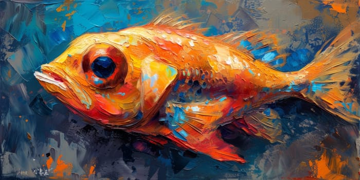 Color paint watercolor art Fish aquarium Animals wildlife illustration.