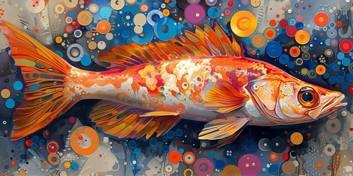 Color paint watercolor art Fish aquarium Animals wildlife illustration.