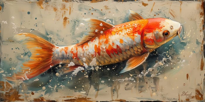 Color paint watercolor art Fish aquarium Animals wildlife illustration.