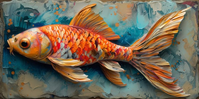 Color paint watercolor art Fish aquarium Animals wildlife illustration.