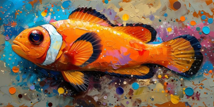 Color paint watercolor art Fish aquarium Animals wildlife illustration.