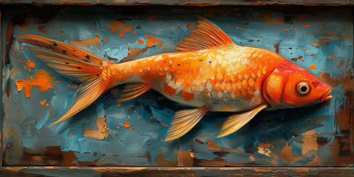 Color paint watercolor art Fish aquarium Animals wildlife illustration.