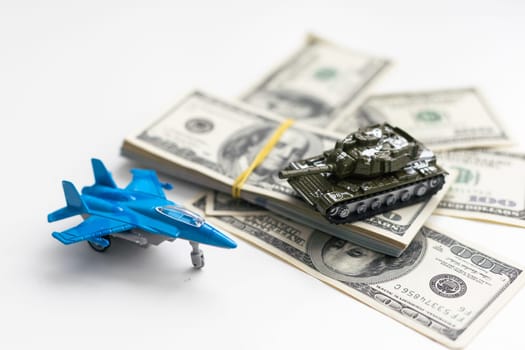 Toy plane and money on background. Travel insurance. High quality photo