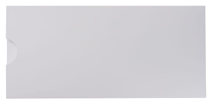 Rectangular white cardboard envelope on isolated background, close up