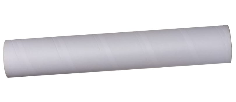 White paper towel tube on white isolated background, top view