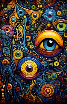 An explosion of color and form creates a hypnotic abstract depiction of a visionary eye - Generative AI