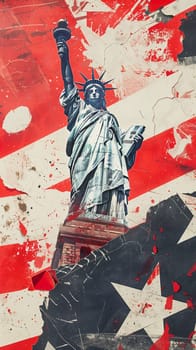 American statue of liberty background vertical collage ai generated image