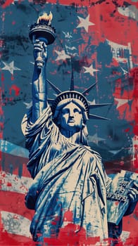 American statue of liberty background vertical collage ai generated image